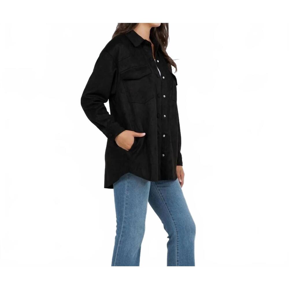 NEW JUDSON & CO. snappy in suede jacket in black